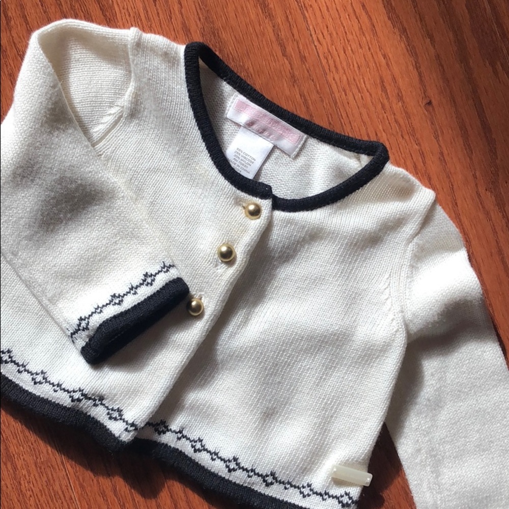 Janie and Jack Black and cream cardigan cy30